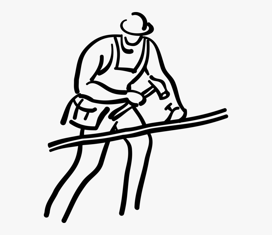 Vector Nail Carpenter - Line Art, Transparent Clipart