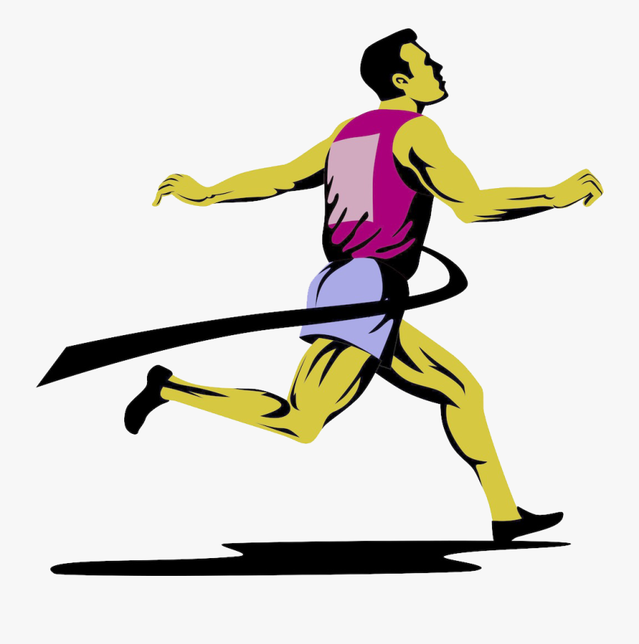 Runner Clipart Sprinter - 100 Meter Race Drawing, Transparent Clipart