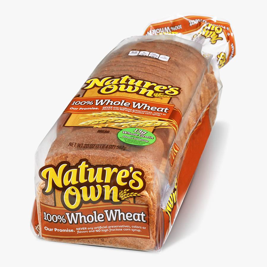 100% Whole Wheat Bread - Nature's Own Wheat Bread, Transparent Clipart