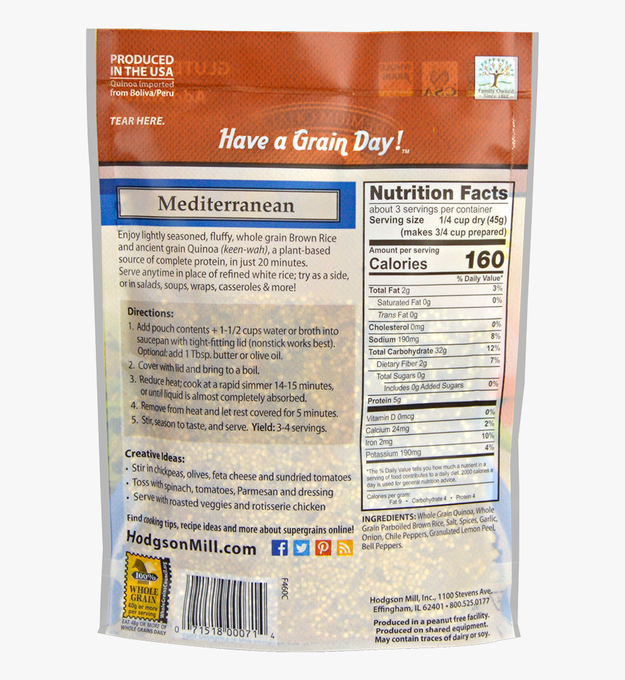 Quinoa & Brown Rice - Label, Transparent Clipart