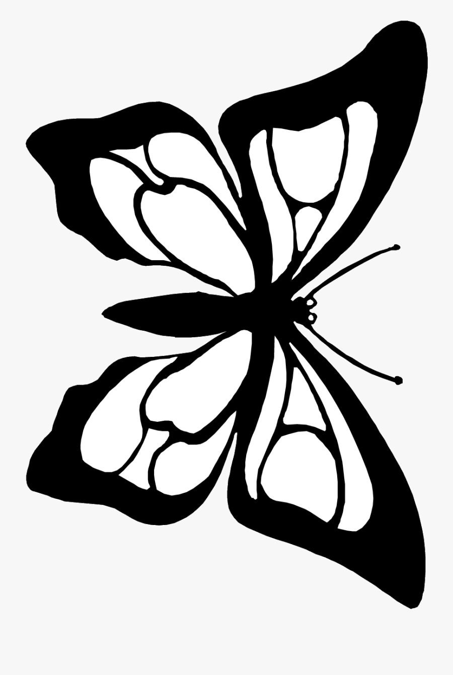 Download Butterfly Cutout Coloring Page - Butterfly Black White To ...