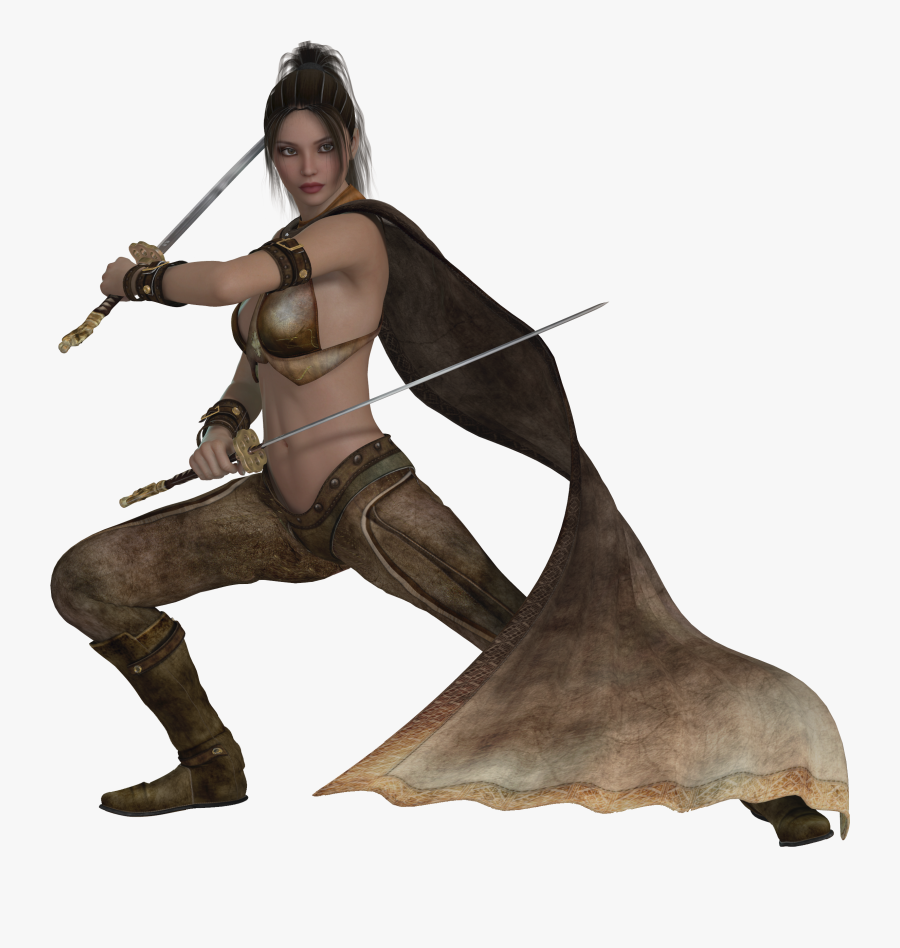 Woman Warrior Dressed In A Raincoat With A Sword Free - Warrior Female Png, Transparent Clipart