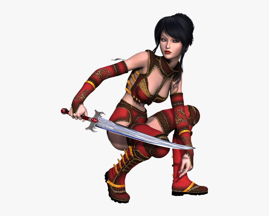 Transparent Female Fantasy Warrior, Transparent Clipart