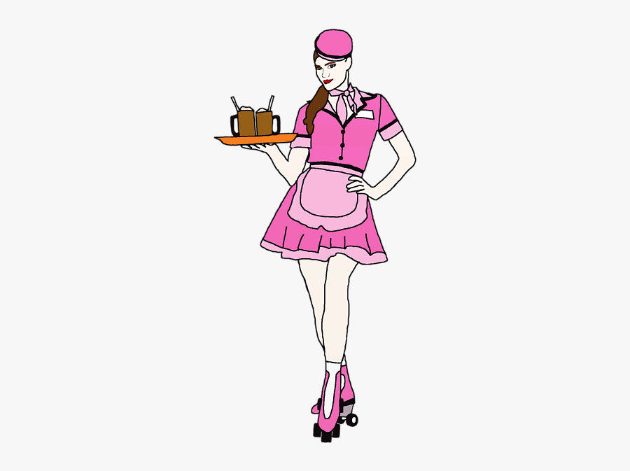 Waitress With Roller Skates, Transparent Clipart