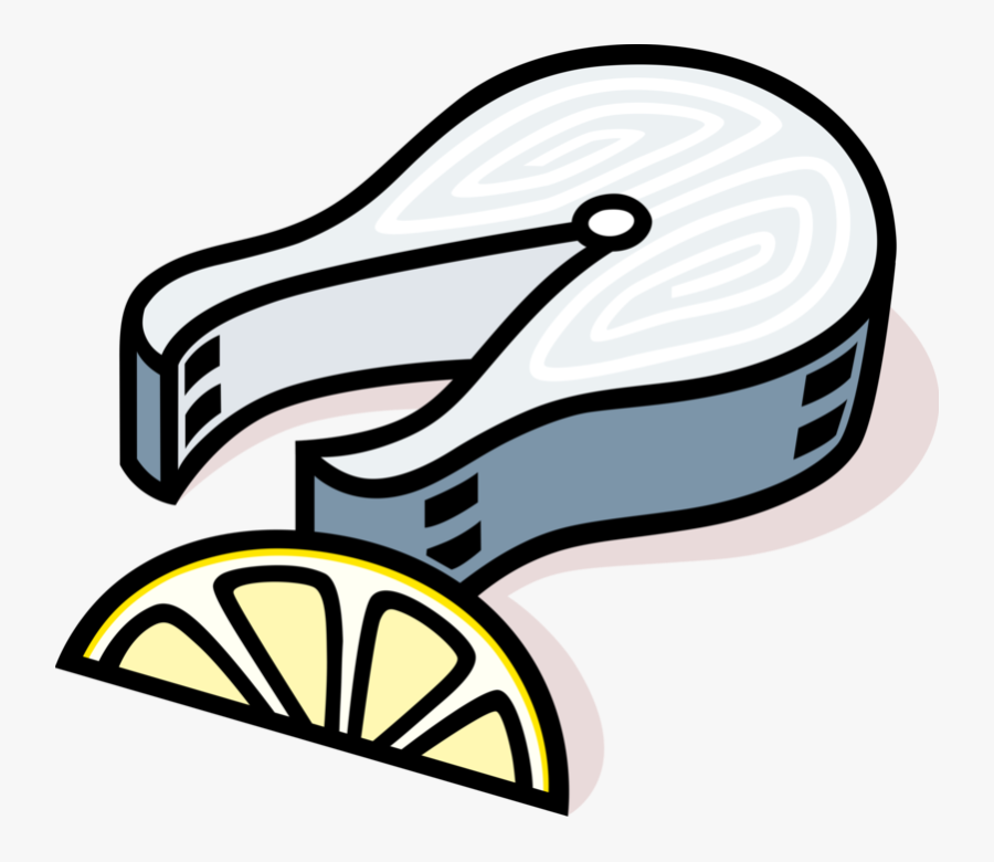 Vector Illustration Of Fish Steak Dinner With Lemon, Transparent Clipart