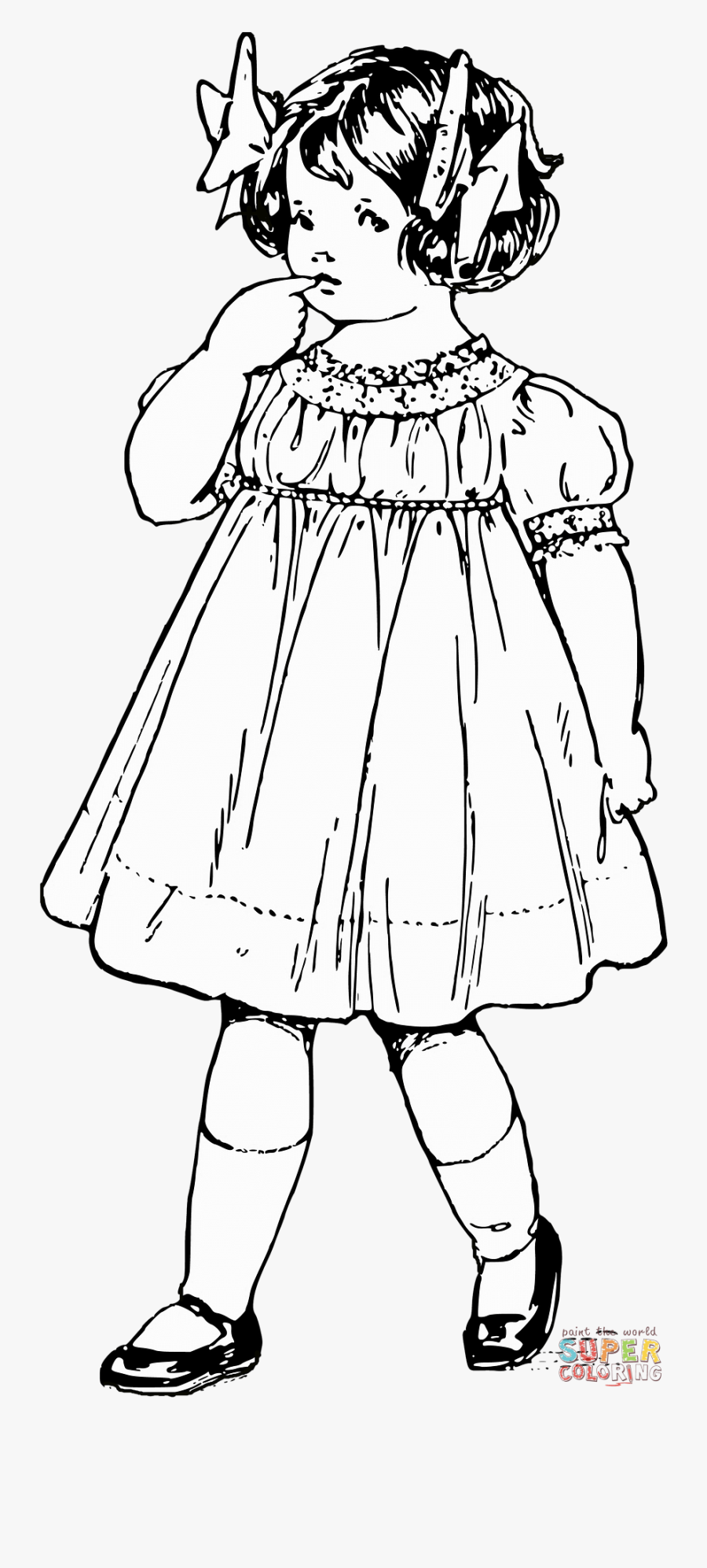 Victorian Child Coloring Page, Transparent Clipart