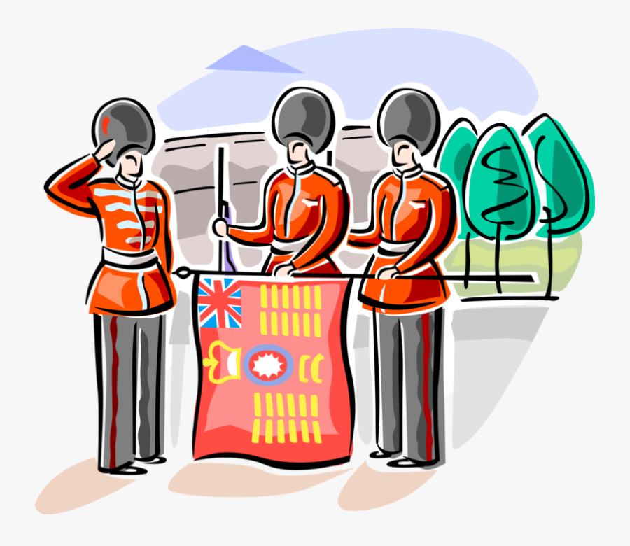 Vector Illustration Of Changing The Queen"s Life Guard, - Changing Of The Guard Buckingham Clipart, Transparent Clipart