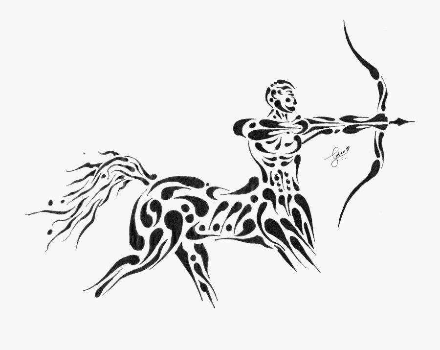 Sagittarius Png File - Tribal Sagittarius Zodiac Sign, Transparent Clipart