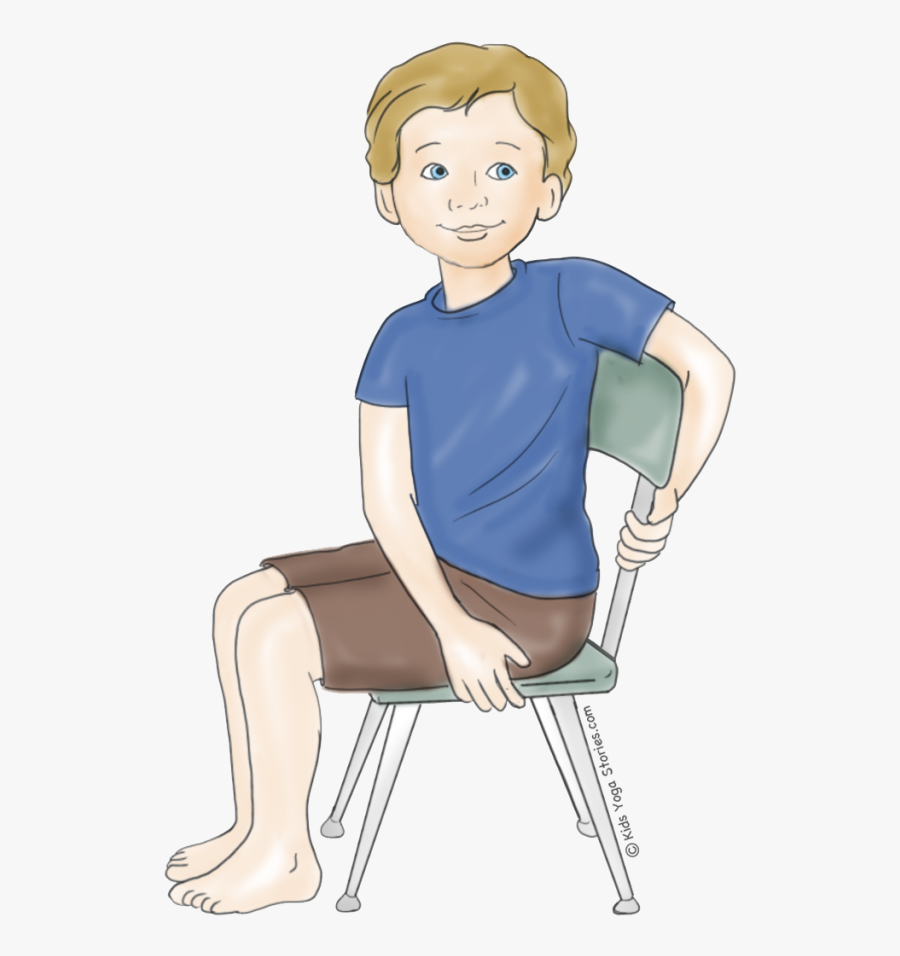 Chair Yoga Png - Boy Sitting On The Chair Cartoon Png, Transparent Clipart
