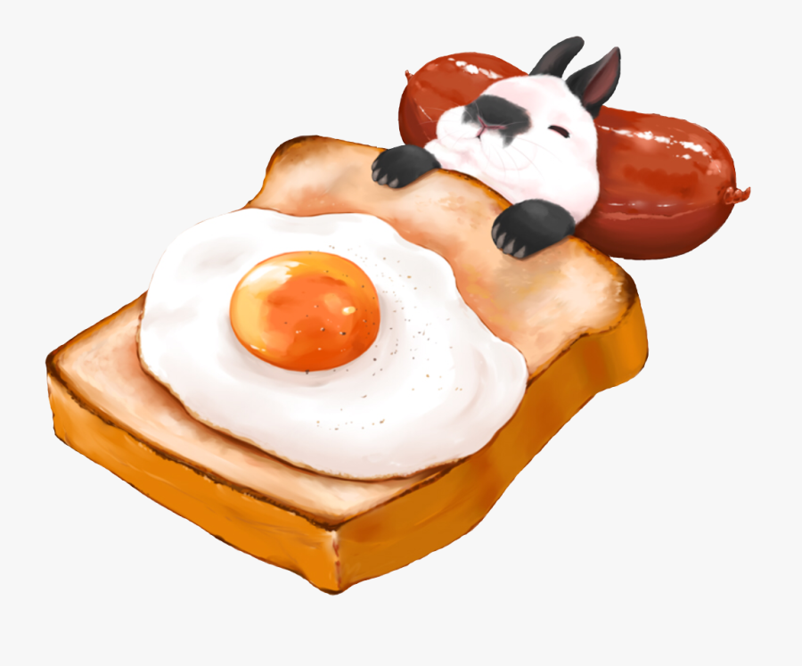 #sunnysideup #egg #sausage #bunny #mydrunkenmonkey - Breakfast Anime Toast And Eggs, Transparent Clipart