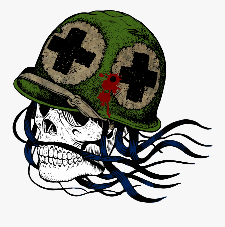 Transparent Soldier Helmet Clipart - Skull With Medic Helmet, Transparent Clipart