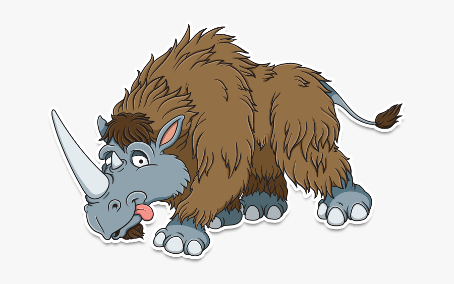 Woolly Rhino Cartoon - Cartoon Prehistoric Animals, Transparent Clipart