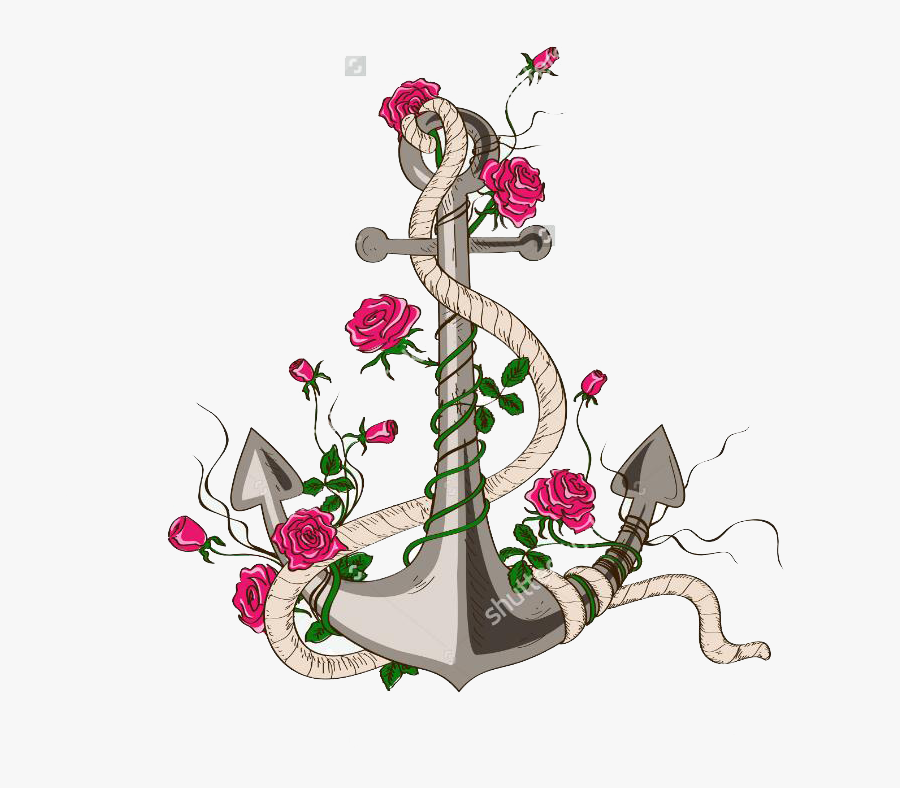 Rose Anchor Drawing Illustration - Anchor Illustration, Transparent Clipart