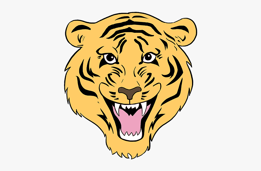 How To Draw Tiger Face - Color Tiger Face Drawing, Transparent Clipart