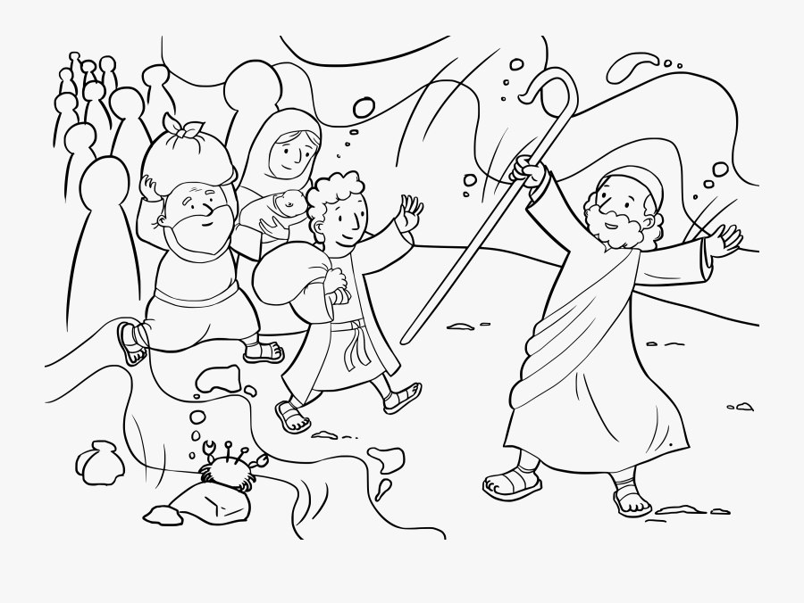 Exodus Big Image Png - Crossing The Red Sea Coloring Page, Transparent Clipart