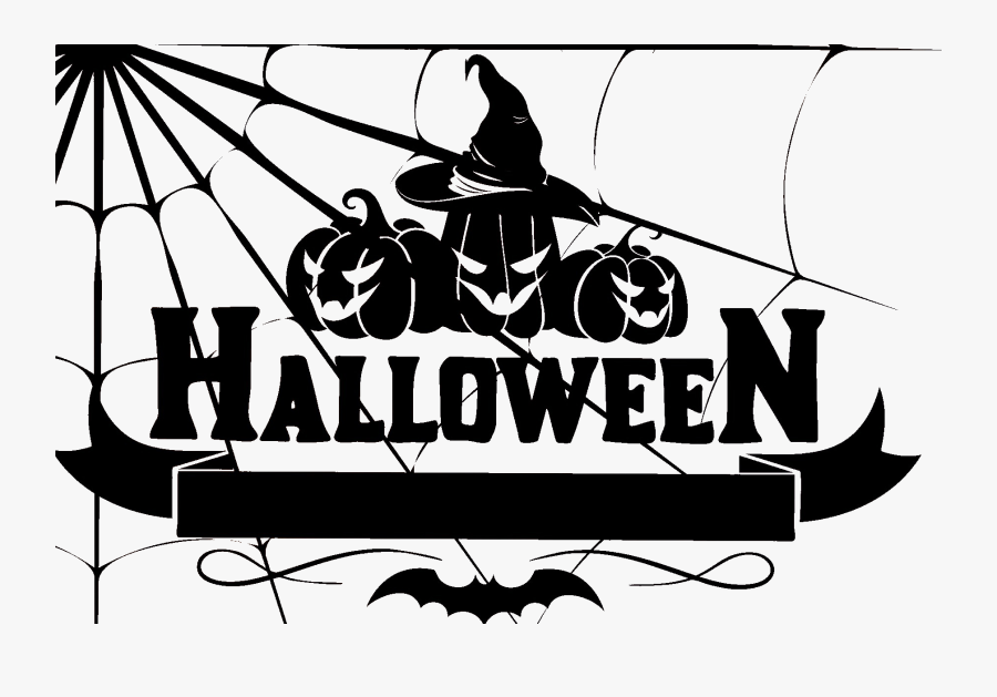 Free Halloween Sign With Jack O Lanters And A Bat Png - Spider Web Halloween Clipart, Transparent Clipart