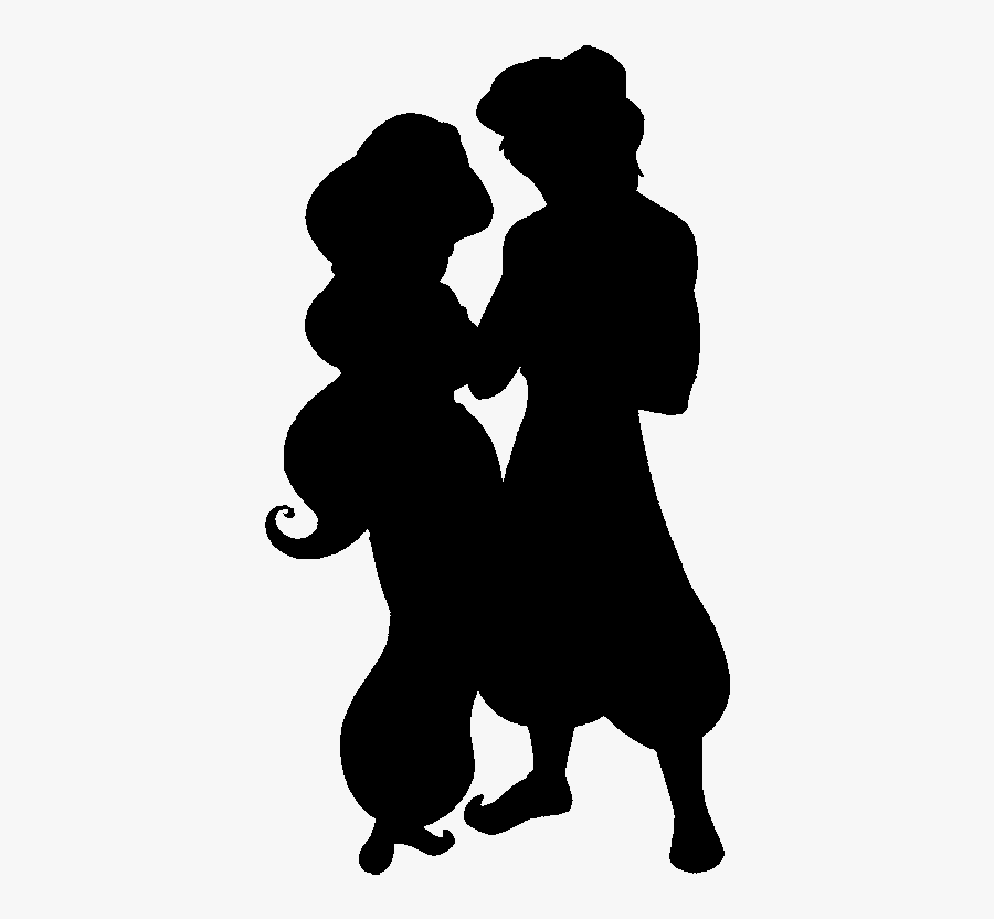 Disney Character Silhouette Clip Art - Disney Clip Jasmine And Aladdin, Transparent Clipart