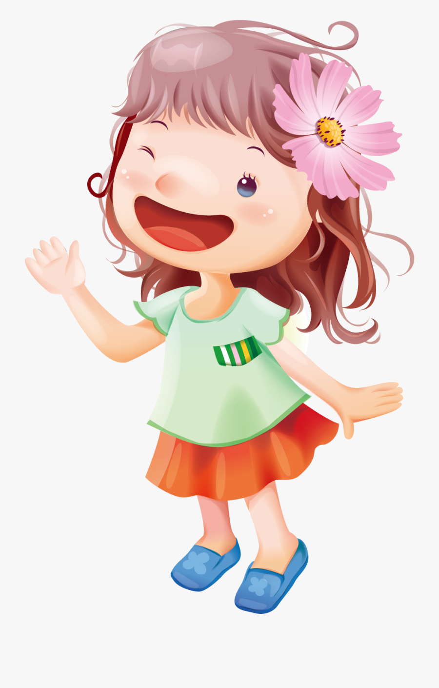 Cartoon Child Illustration Transprent Png Free Download - Girl Flower Cute Cartoon, Transparent Clipart