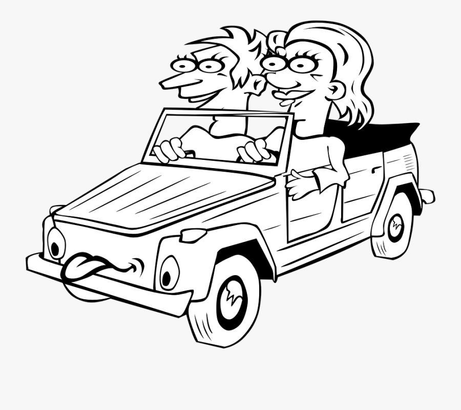Transparent Family Driving Clipart - Car With People Drawing, Transparent Clipart
