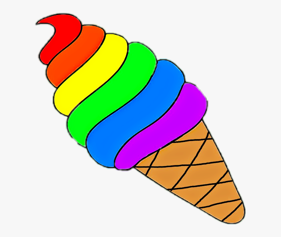 #rainbow #icecream #cold #summer #summer2018 #cone - Rainbow Ice Cream Clipart, Transparent Clipart