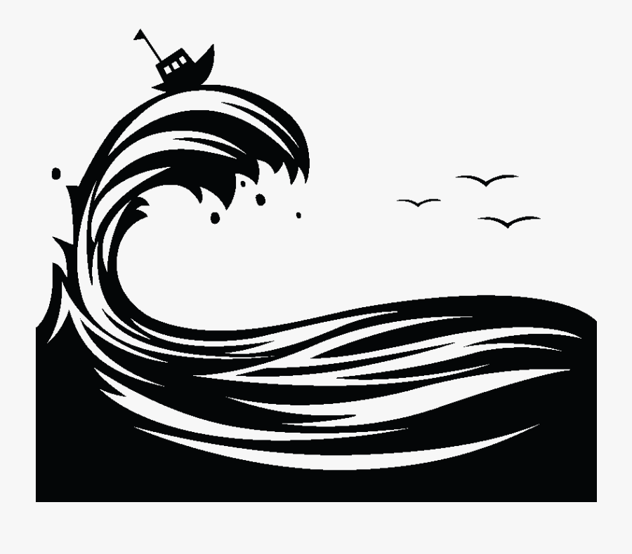 Wave Clip Art Silhouette - Ocean Water Silhouette Png, Transparent Clipart