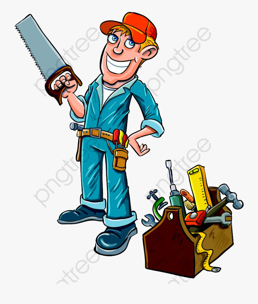 Carpentry Clipart Electrical Installation Maintenance - Handyman Cartoon Logo, Transparent Clipart