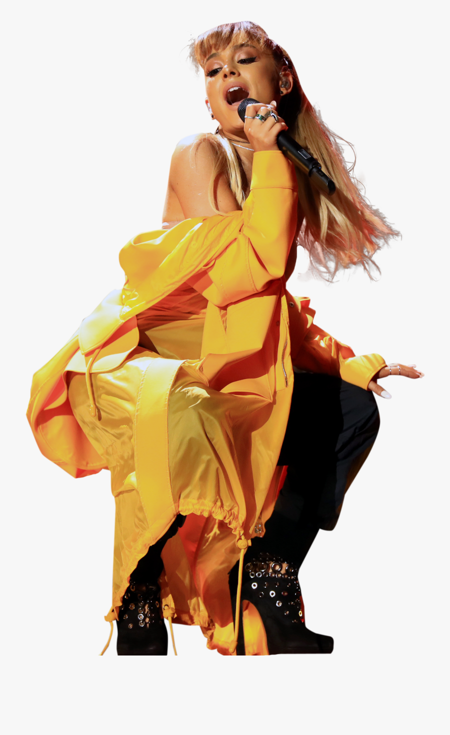 Ariana Grande In Yellow Dress On Stage Png Image - Aesthetic Ariana Grande Yellow, Transparent Clipart
