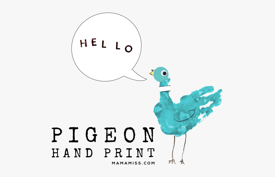 Inspired By Mo Willems Pigeon Hand Print - Pigeon Mo Willems Cute, Transparent Clipart