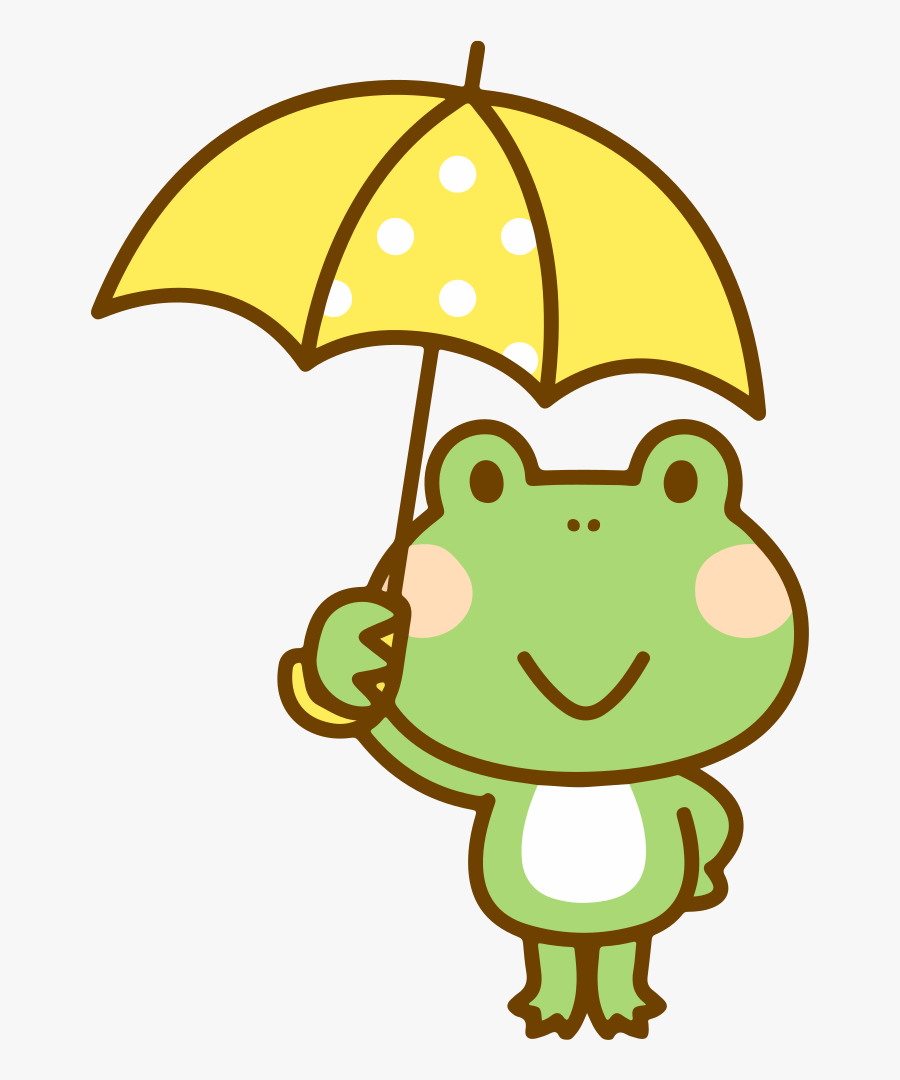 Frog With Umbrella - カエル 傘 イラスト, Transparent Clipart