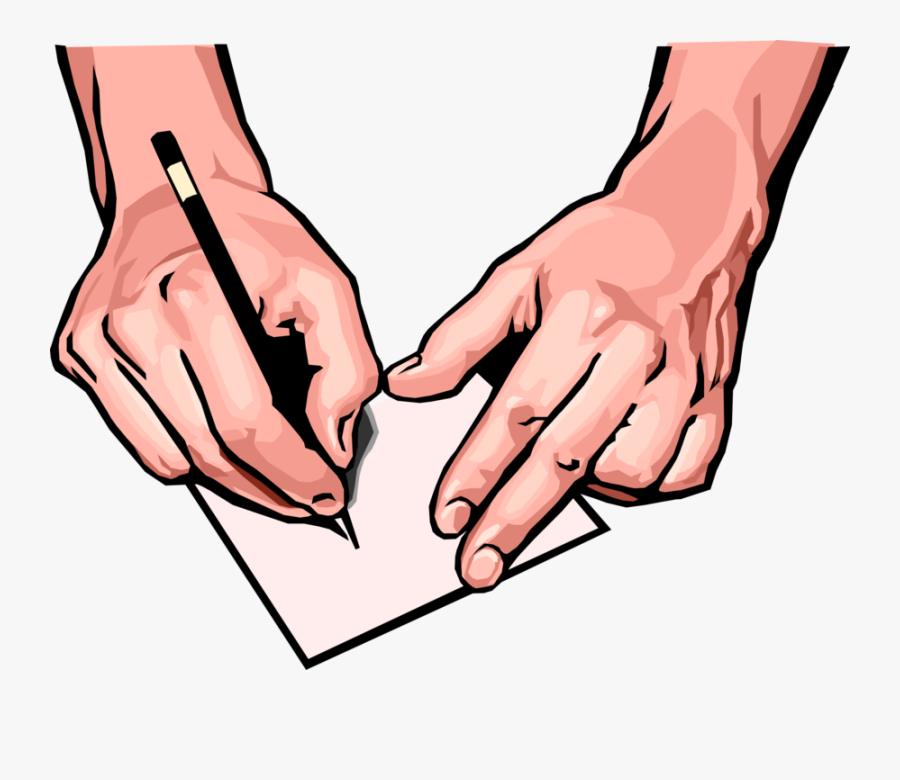 Vector Illustration Of Hands With Pen Writing Instrument - Writing Hand Png, Transparent Clipart