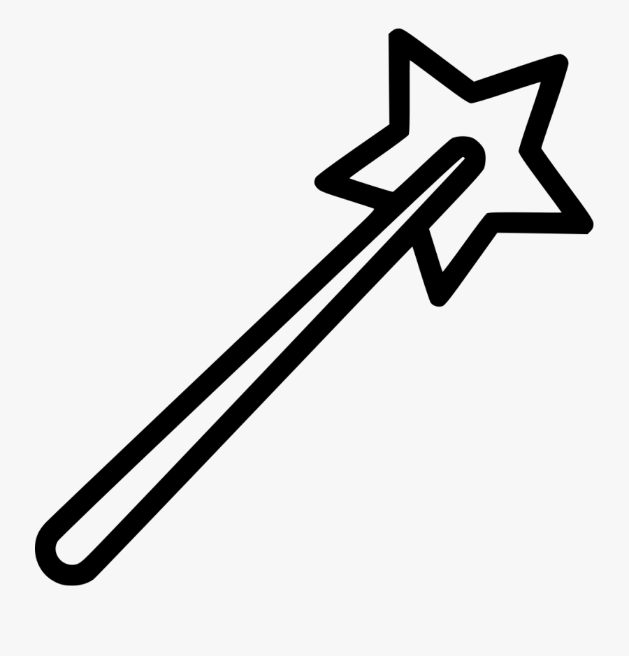 Wizard Magic Wand Stick Stars Tool - Magic Wand Clipart Black And White, Transparent Clipart