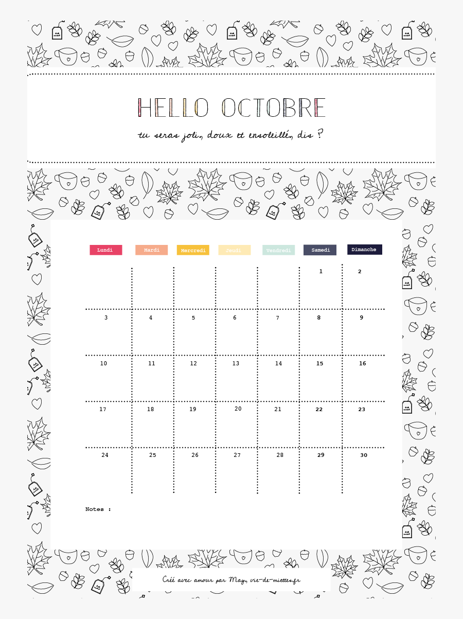 Clip Art Bullet Journal Calendar Printable - Emploi Du Temps Joli À Imprimer, Transparent Clipart