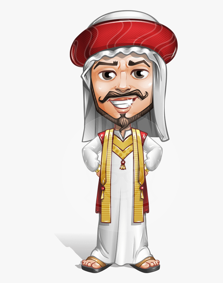 Traditional Arab Man Cartoon Vector Character Aka Saami - Old Arab Man Cartoon, Transparent Clipart