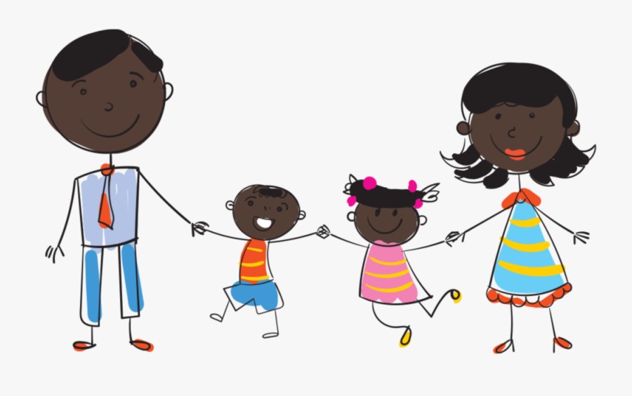 Cartoon Black Family Of 4 , Free Transparent Clipart - ClipartKey