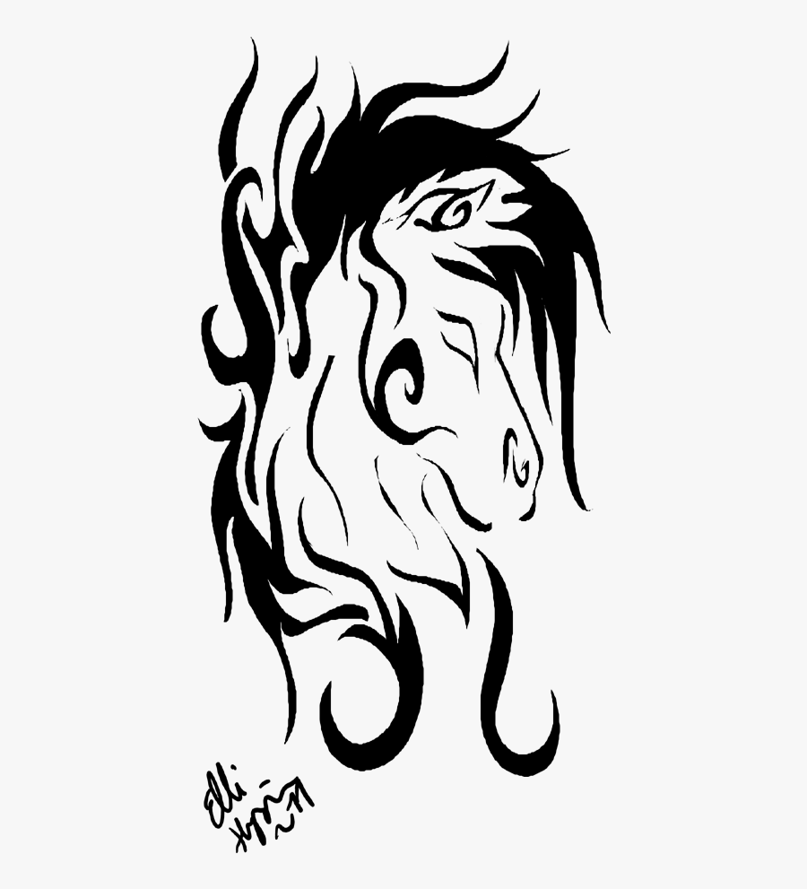 Horse Tribal Tattoo By Greeneco94 On Clipart Library - Clip Art, Transparent Clipart