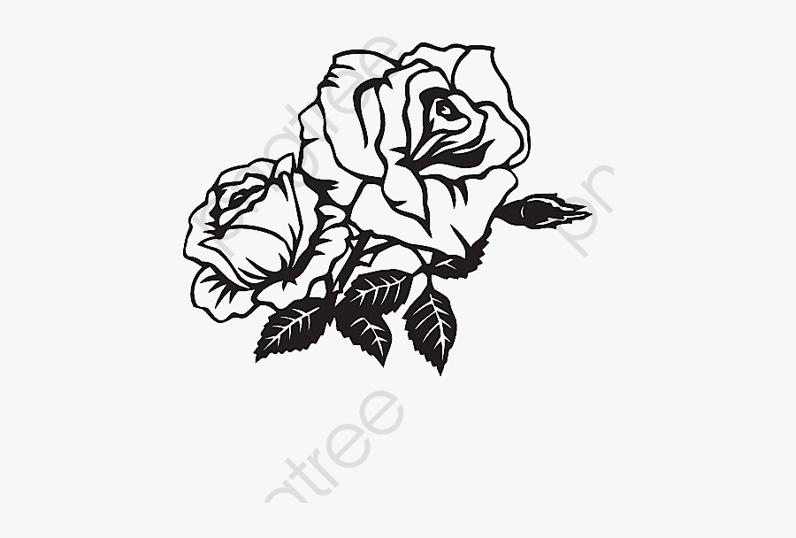 Rose Png Simple - Black And White Rose Png, Transparent Clipart