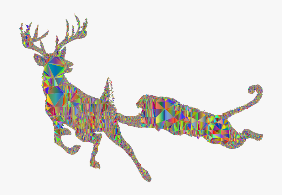 Deer And Mountain Lion Silhouette Mesh Polyprismatic - Lion On A Mountai Silhouette, Transparent Clipart