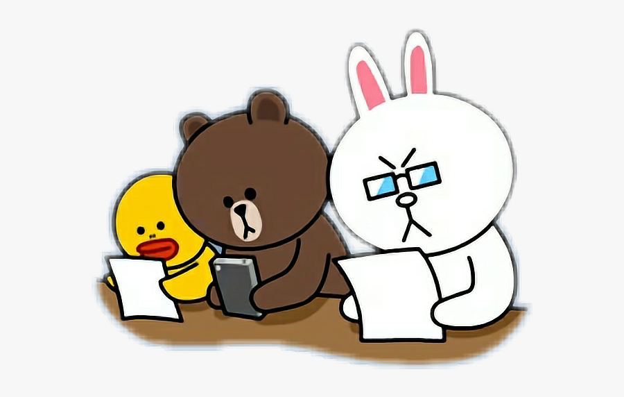 Brown And Cony Study Clipart , Png Download - Line Sticker Cony Study, Transparent Clipart