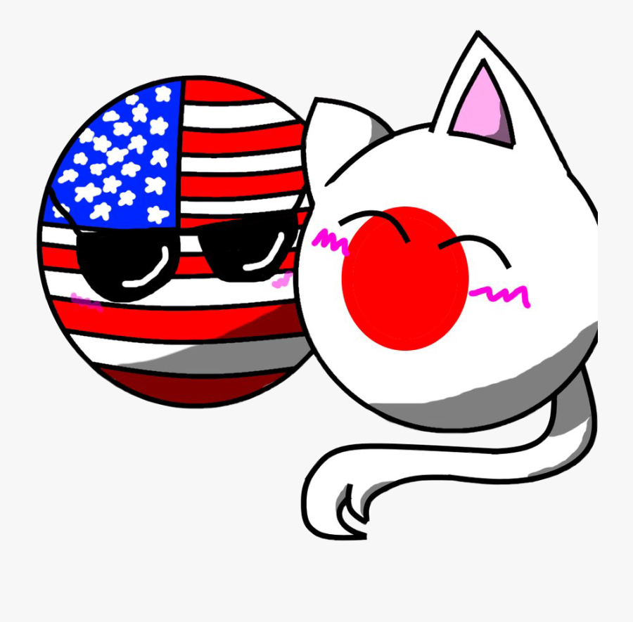 Countryballs America And Japan, Transparent Clipart