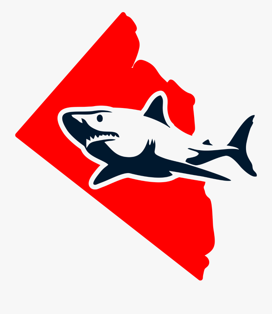 Red Triangle Tech Shark Stencil - Shark Clip Art, Transparent Clipart