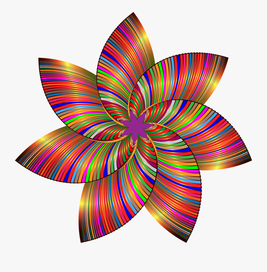 Colorful Flower Line Art - Flower Colorful Clipart Design, Transparent Clipart