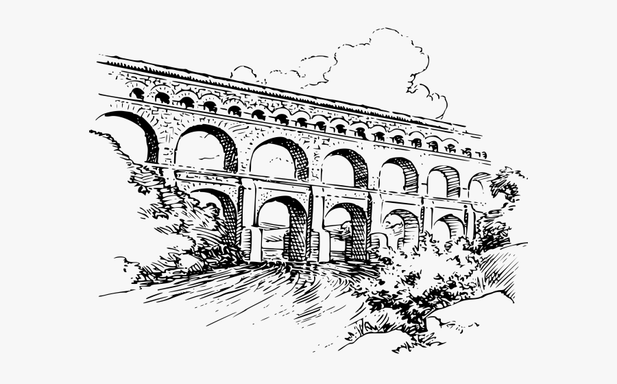 Pont Du Gard Drawing, Transparent Clipart