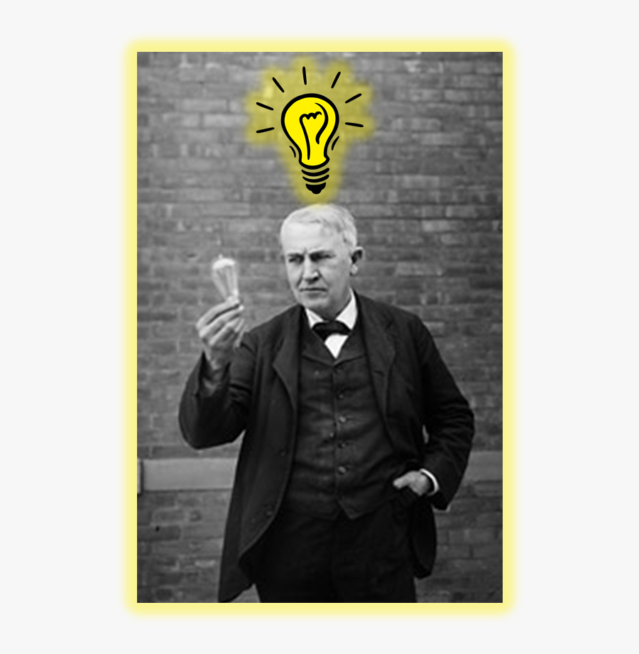 Thomas Alva Edison With Bulb, Transparent Clipart