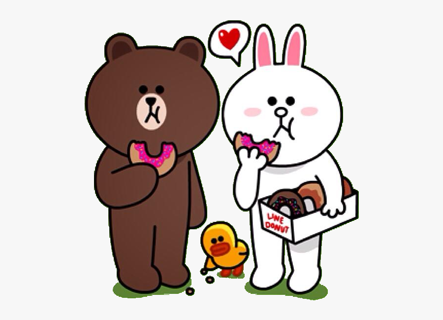 Transparent Line Friends Png - Cony And Brown Eating, Transparent Clipart