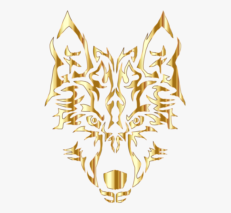 Symetrical Drawing Tribal - Golden Wolf Logo Png, Transparent Clipart