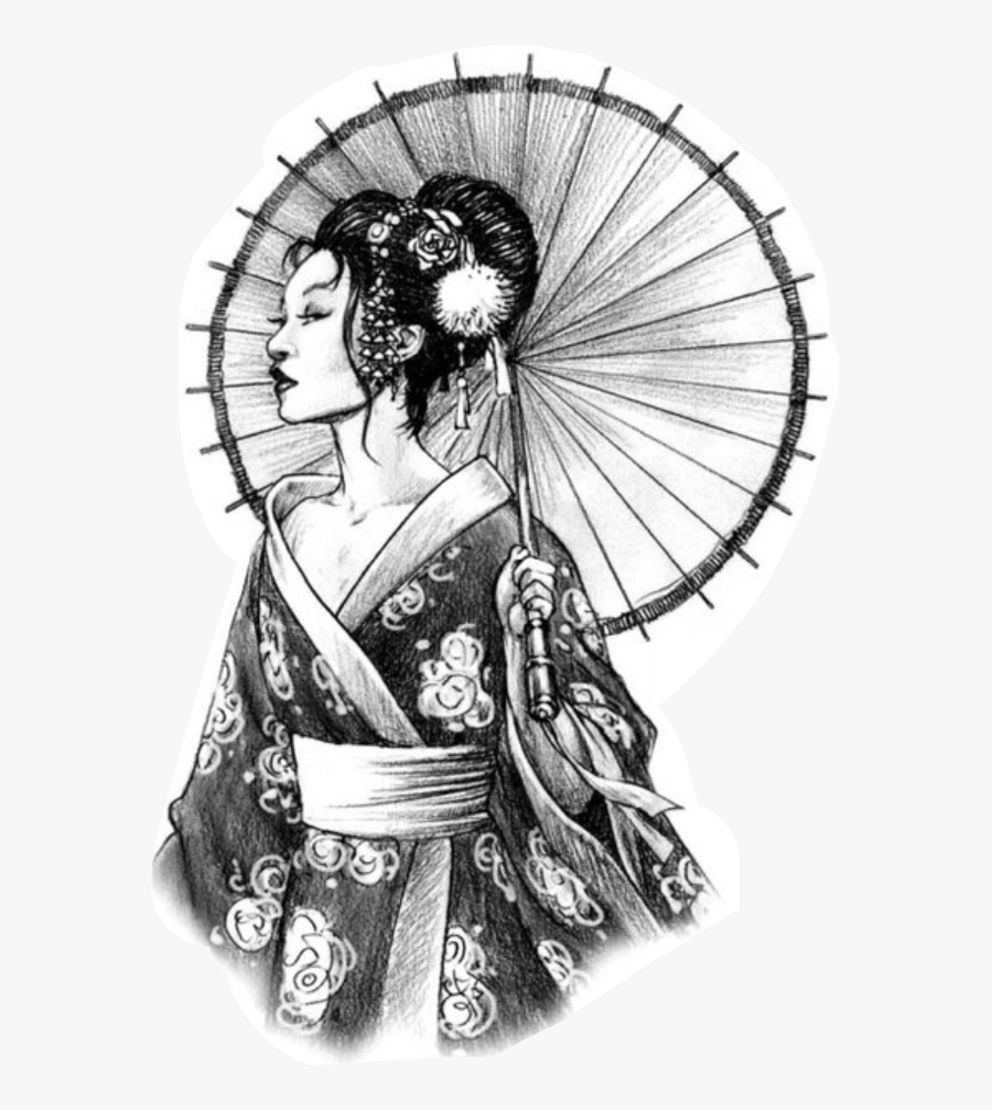 #geisha #japan #interesting #art #draw #picsart #tattooed - Japanese Woman Tattoo Design, Transparent Clipart