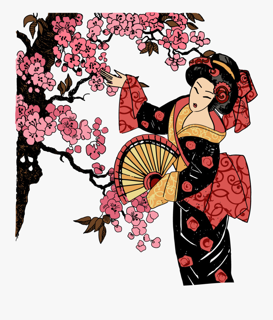 Japan Clipart Clothing Japanese - Japanese Geisha Png , Free ...