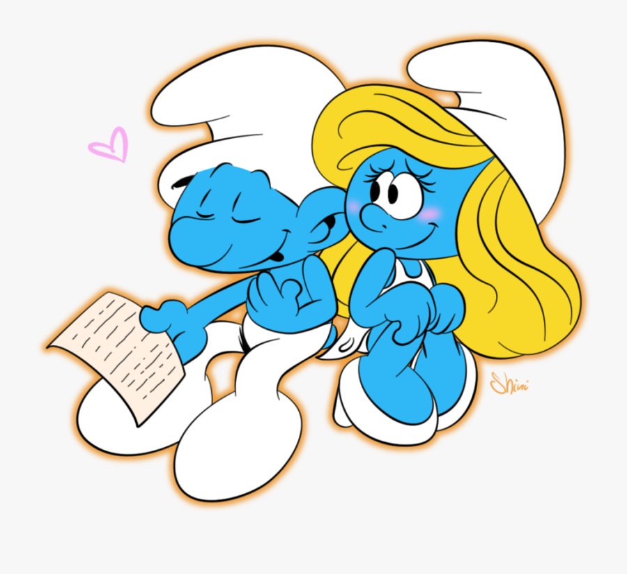 Massage Clipart Comic - Smurf And Smurfette Png, Transparent Clipart