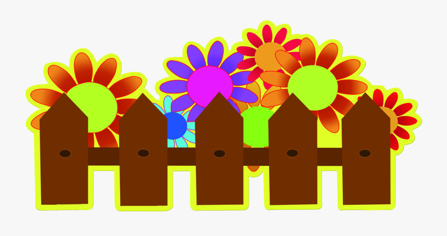 Transparent Fence Clipart - Fence With Flowers Clipart, Transparent Clipart