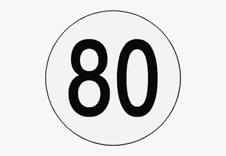 80 Speed Limit Sign - Circle, Transparent Clipart